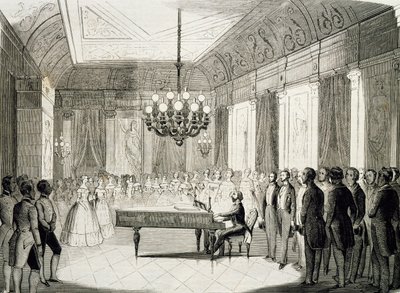 Serata musicale con pianoforte, di Achille Deveria (1800-1857), incisione, Francia da Achille Devéria