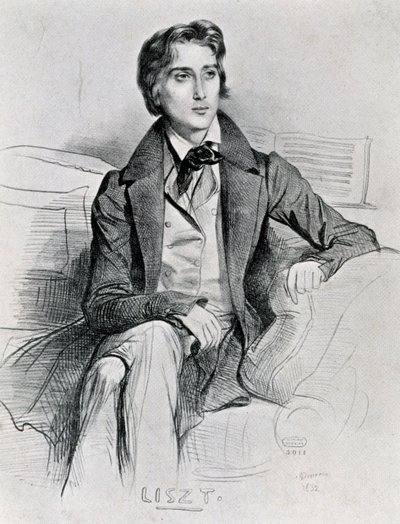 Ritratto del compositore e pianista ungherese Franz Liszt da Achille Devéria