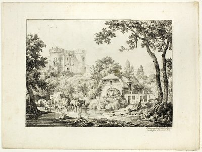 Paesaggio con Mulino e Castello da Achille Etna Michallon