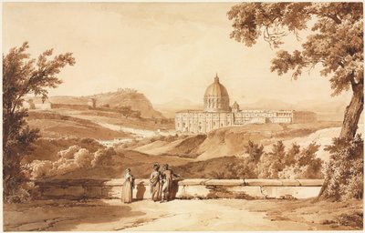 Veduta di San Pietro, Roma, c. 1817-1820 da Achille Etna Michallon