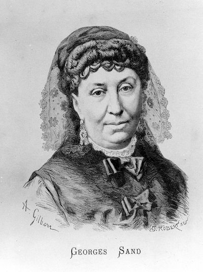 Ritratto di George Sand (Aurore Dupin, Baronne Dudevant) (1804-1876) di A. Gilbern da Achille Isidore Gilbert