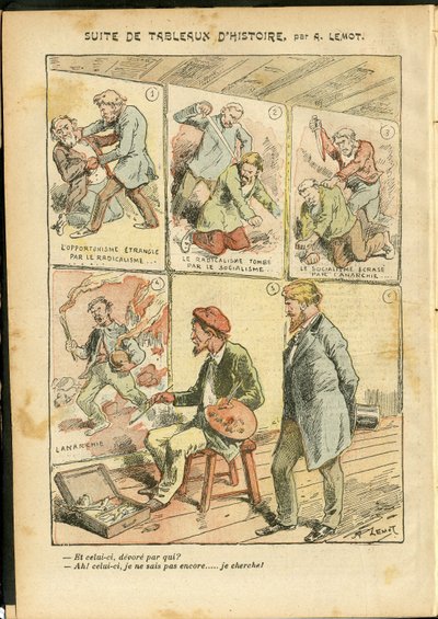 Illustrazione di Achille Lemot (1846-1909) in Le Pelerin, 20/05/06 - Serie di dipinti storici - Anarchismo, Radicalismo, Arte, Rivoluzione, Opportunismo, Insicurezza, Socialismo - Pittori artisti da Achille Lemot