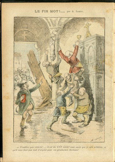 Illustrazione di Achille Lemot in Le Pelerin, 25/02/06 - Antisemitismo, Religione Fede, Cattolico Cattolicesimo - Separazione tra Chiesa e Stato, Inventari/Reazioni agli Inventari - Ebreo da Achille Lemot