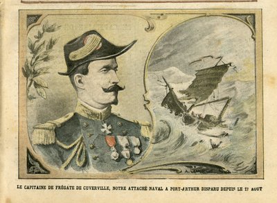 Illustrazione di Achille Lemot in Le Pelerin, 25/09/04 - Il capitano della fregata di Cuverville, il nostro attaccamento navale a Port-Arthur scomparso dal 17 agosto - Esercito, Marina Marittima Nautica Balneare, Port-Arthur, Naufragio - De Cuverville da Achille Lemot