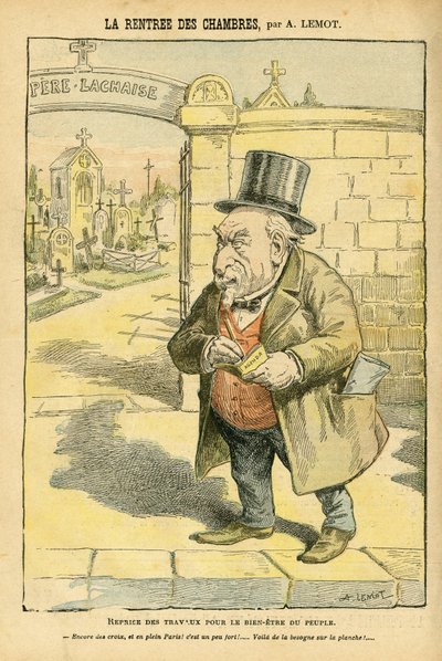 Illustrazione di Achille Lemot in Le Pelerin, 29/05/04 - Il ritorno delle stanze - Religione Fede, Cimitero, Bloc delle sinistre, Lutto Funerali, Pere Lachaise, Cattolicesimo - Laicizzazione dello spazio religioso, Laicità da Achille Lemot
