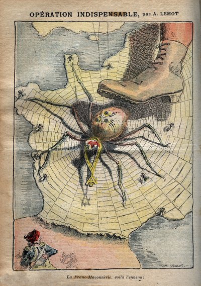 Operazione indispensabile - Franc Massoneria, ecco il nemico! - Caricatura di Achille Lemot in 