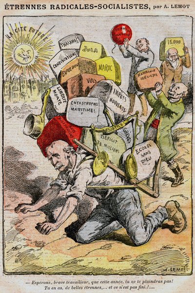 Radical-Socialisti: vignetta di Achille Lemot in Le Pelerin (1909) da Achille Lemot