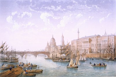 Dogana e London Bridge, 1862 da Achille Louis Martinet