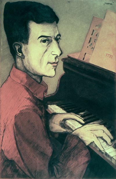 Ritratto di Maurice Ravel che suona il piano da Achille Ouvré