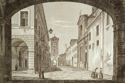 Veduta della piazza di Castel Bolognese nella Legazione di Ravenna, inciso da Achille Parboni da Achille Parboni