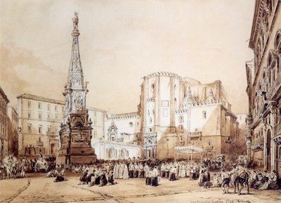 Processione in Piazza San Domenico Maggiore a Napoli da Achille Vianelli