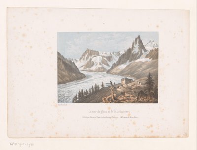 Vista sul ghiacciaio Mer de Glace e Montanvert nella valle di Chamonix da Ad. Cuvillier