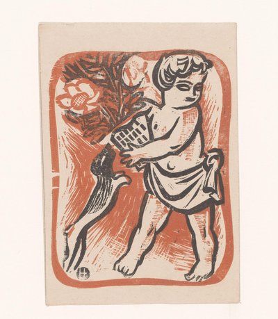 Bambino con fiori e cane da Ad. Hoffmann
