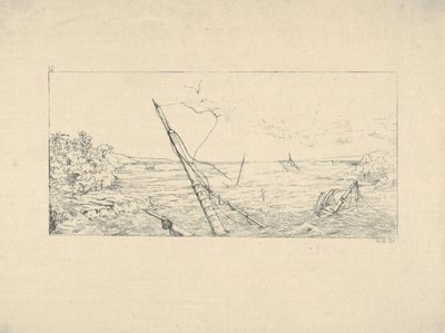 Blocco di Pietra al Largo di Charleston, Carolina del Sud da Confederate War Etchings, 1861-63 da Adalbert John Volck
