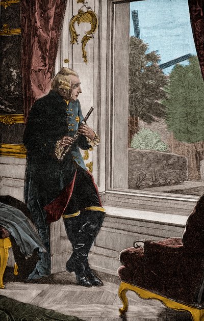 Il re al flauto - Federico II (1712-1786) noto come Federico il Grande Re di Prussia da Adalbert von (after) Roessler