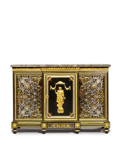 Mobiletto laterale Luigi XVI, commissionato dal Marchand-Mercier Claude-Francois Julliot, con pannelli di marqueterie Luigi XIV, c.1775-1800 da Adam (attr. to) Weisweiler