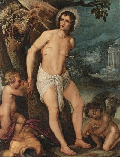 San Sebastiano assistito dagli angeli da Adam (circle of) Elsheimer