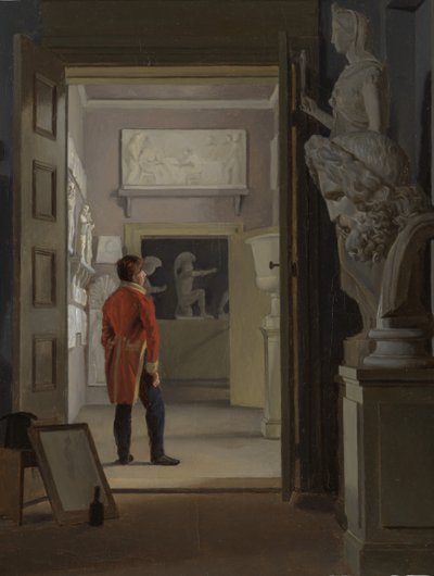 La sala delle antichità al Palazzo di Charlottenborg, Copenaghen, 1830 da Adam August Müller