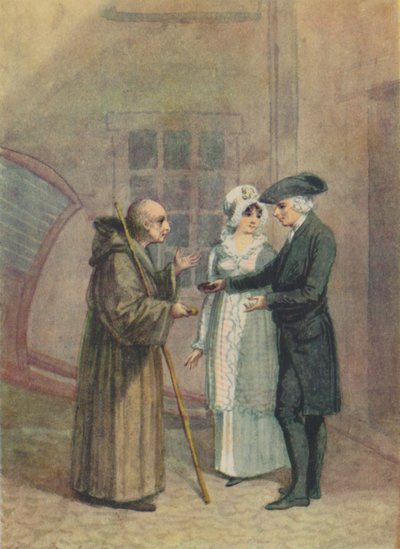 Yorik, il monaco e Madame L- nel cortile della locanda a Calais, c1760s, 1942 da Adam Buck