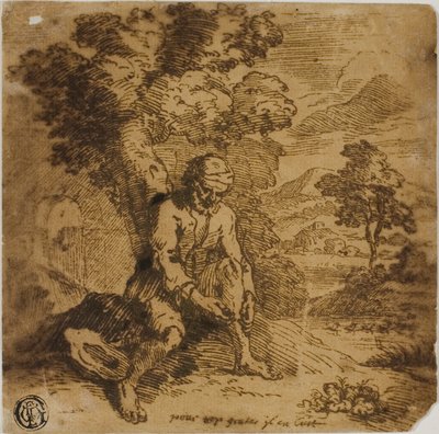 Uomo seduto che si gratta la gamba da Adam Elsheimer