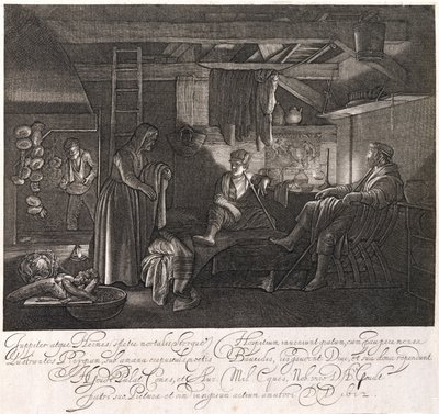 La casa di Filemone e Bauci, inciso dal conte Hendrik Goudt (1585-1630) da Adam Elsheimer