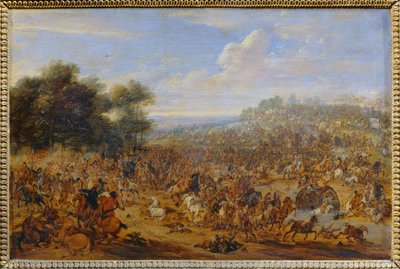 Battaglia vicino a un ponte ... da Adam Frans van der (circle of) Meulen