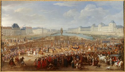 Re Luigi XIV attraversa il Pont Neuf nella sua carrozza da Adam Frans van der Meulen
