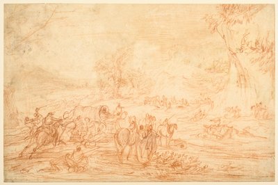 Paesaggio con attacco a un convoglio di carrozze da Adam Frans van der Meulen