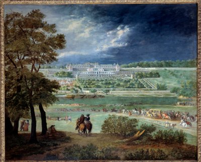 Le Chateau Neuf de Saint-Germain (Saint Germain en Laye) e i giardini, durante la ricostruzione delle terrazze da Adam Frans van der Meulen