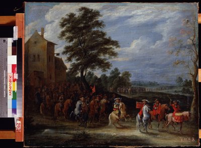 Reggimento di cavalleria che attraversa un campo da Adam Frans van der Meulen
