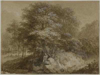 Boschetto ombroso con ninfa seduta sotto un albero da Adam Friedrich Oeser