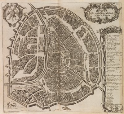 Mappa di Mosca. Da: Vermehrte Newe Beschreibung der Muscowitischen..., 1656 da Adam Olearius