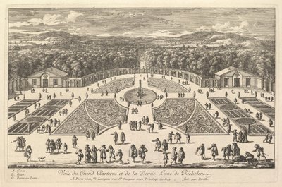 Veduta del Grande Parterre e della Mezza Luna di Richelieu, 17° secolo da Adam Perelle
