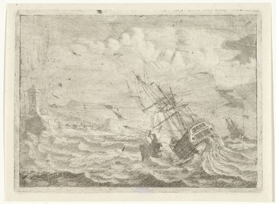 Veduta marina con nave in pericolo da Adam Silo