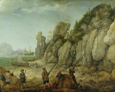 (dettaglio) Caccia alla capra selvatica sulla costa da Adam Willaerts