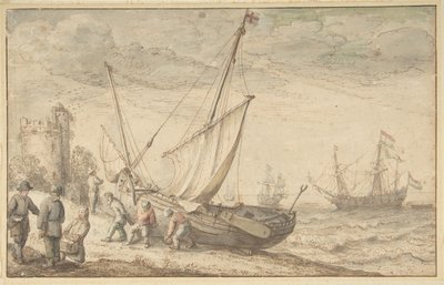 Pescatori che tirano la loro barca a riva da Adam Willaerts