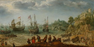 Navi al largo di una costa rocciosa da Adam Willaerts