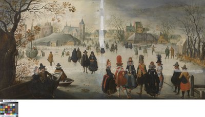 German: Paesaggio invernale con pattinatori Paesaggio invernale con pattinaggio da Adam van Breen