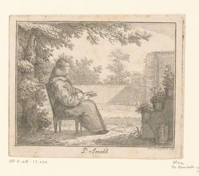 Ritratto di Arnoldus a Sancta Clara con un libro in un giardino da Adam von Bartsch