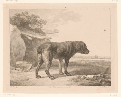 Cane in piedi in un paesaggio da Adam von Bartsch