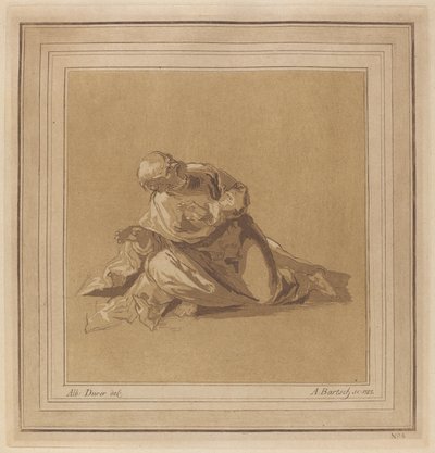 Un apostolo accovacciato (San Pietro) da Adam von Bartsch, after a drawing formerly attributed to Albrecht Dürer