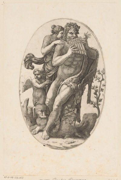 Satiro con flauto di Pan e una ninfa da Adamo Scultori