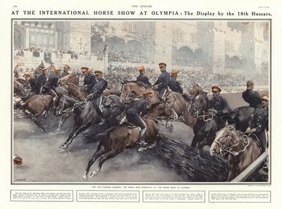 Esibizione degli Ussari del 18° al Salone Internazionale del Cavallo a Olympia, Londra, 1914 da Addison Thomas Millar