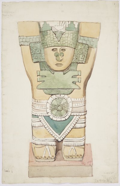 Cariatide III, camera esterna, Tempio Superiore dei Giaguari (Tempio A), Chichen Itza, Messico da Adela Breton