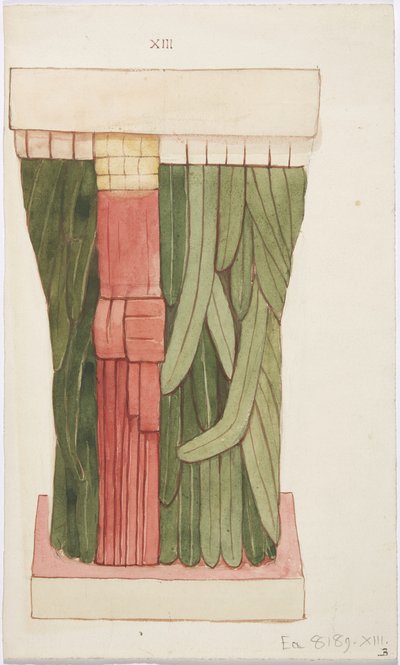 Cariatide dalla camera esterna, Tempio A, Tempio del Campo da Gioco, Chichen Itza, Messico da Adela Breton