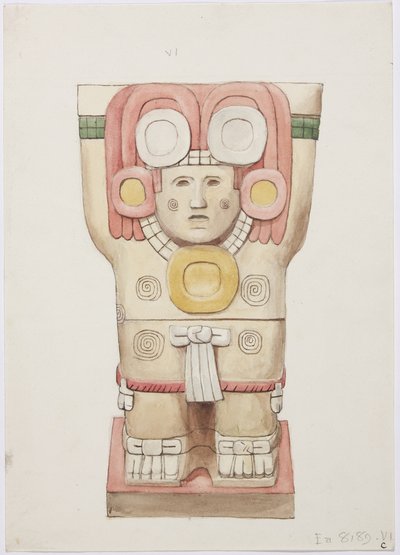 Cariatide dalla camera esterna, Tempio A, campo da gioco, Chichen Itza, Messico da Adela Breton