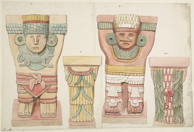 Cariatidi II e XV dalla camera esterna, Tempio Superiore dei Giaguari, Chichen Itza, Messico da Adela Breton
