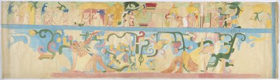 Copia di un dipinto murale dalla parete sud-ovest, Tempio Superiore dei Giaguari, Chichen Itza, Messico da Adela Breton