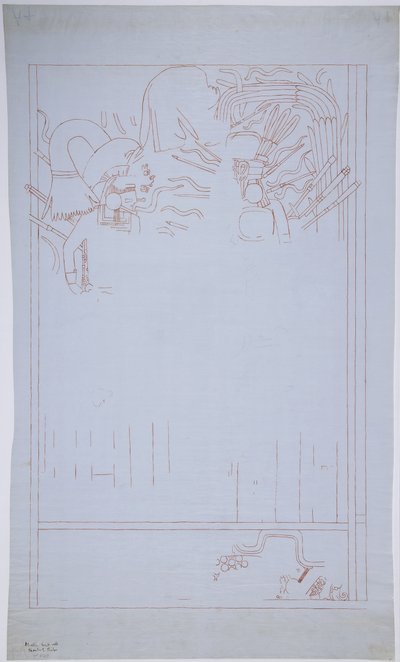 Copia di un dipinto murale dalla Parete Est, Tempio Superiore dei Giaguari, Chichen Itza, Messico da Adela Breton