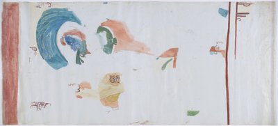 Copia di un dipinto murale dalla piccola camera Acanceh, Messico Linee a matita, acquerello In tre parti da Adela Breton